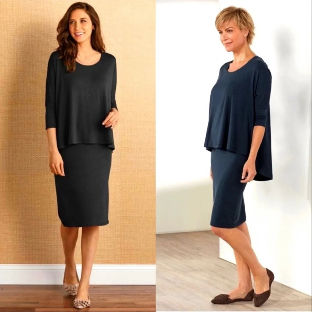 Soft Surroundings Perfect Layer Dress in Black‎ Heather